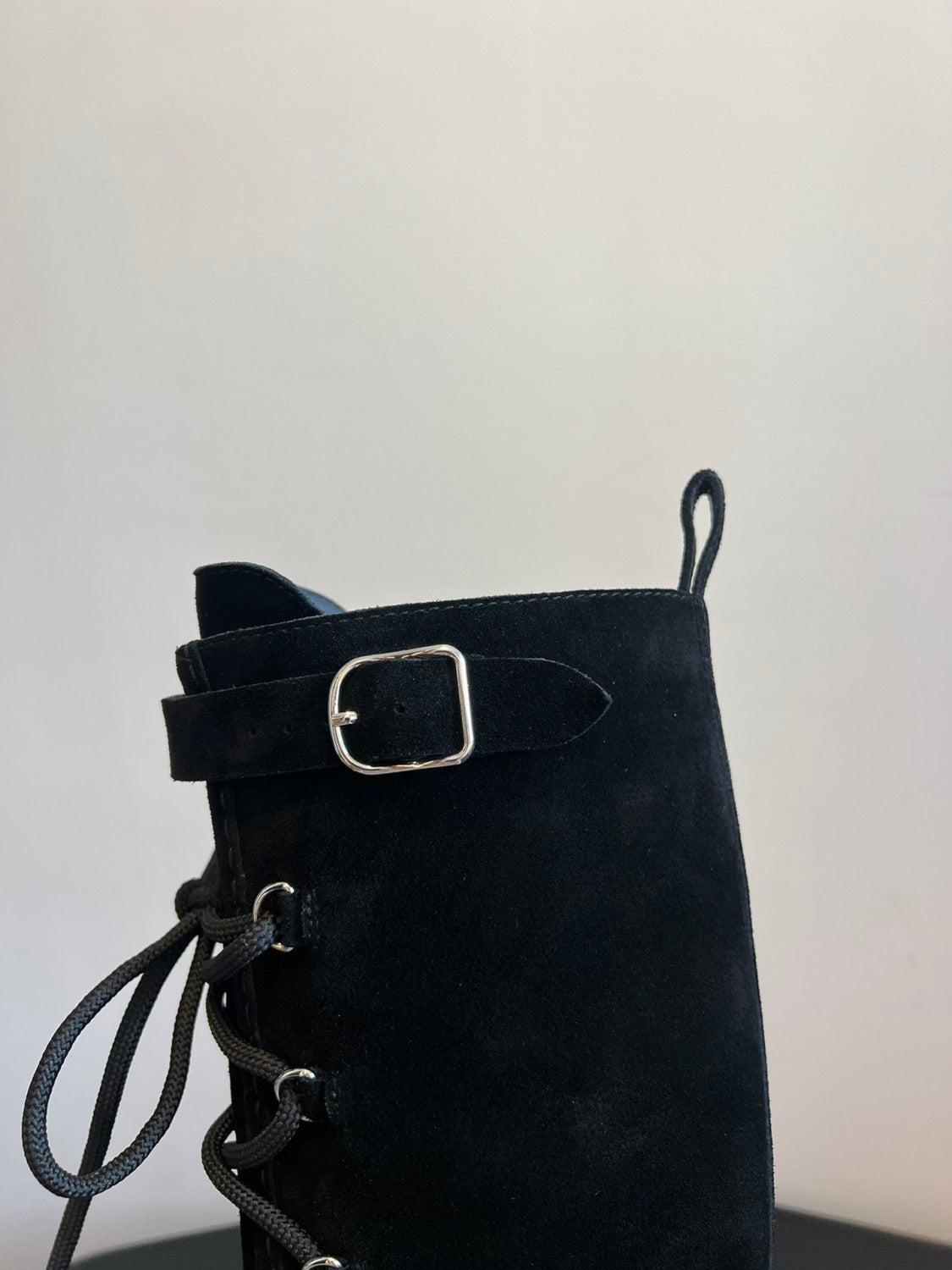 Hermes Women's Fall/Winter Cowhide Suede Lace-Up Knee-High Boots Solid-Color Buckle Casual Shoes Riding Boots Ngvp #2327