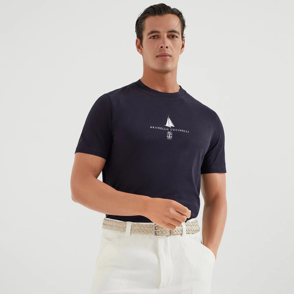 Brunello Cucinelli Men's Printed Letter Label Cotton Sweatshirt Solid Colour Fashion Comfortable Casual Round Neck T-shirt Ngvp #77278