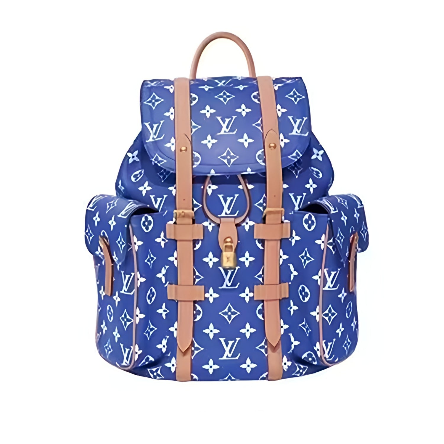 Louis Vuitton Christopher Monogram Taurillon Cow Leather Backpack Lv Men's Backpack With Floral Monogram In Blue Green And Yellow Bags #82792A