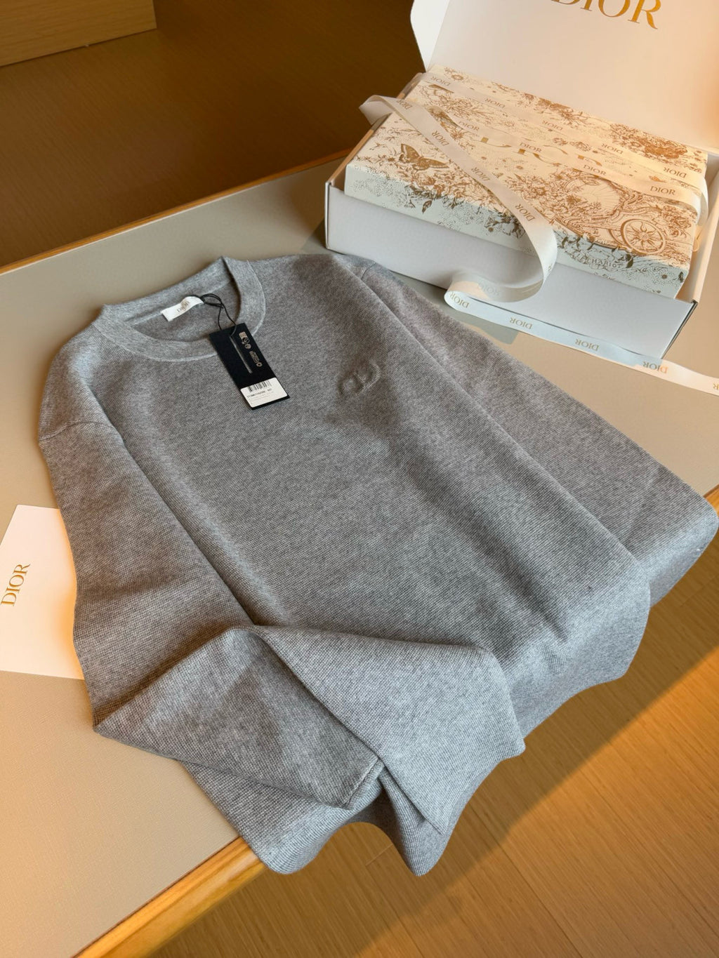 Dior Men's Spring and Autumn Solid Color Round Neck Cotton Wool Long Sleeve Sweater #75515