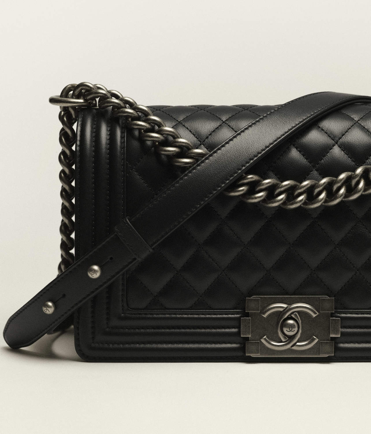 Chanel LeBoy Chanel Bag Calfskin Ruthenium Plated Metal #333120