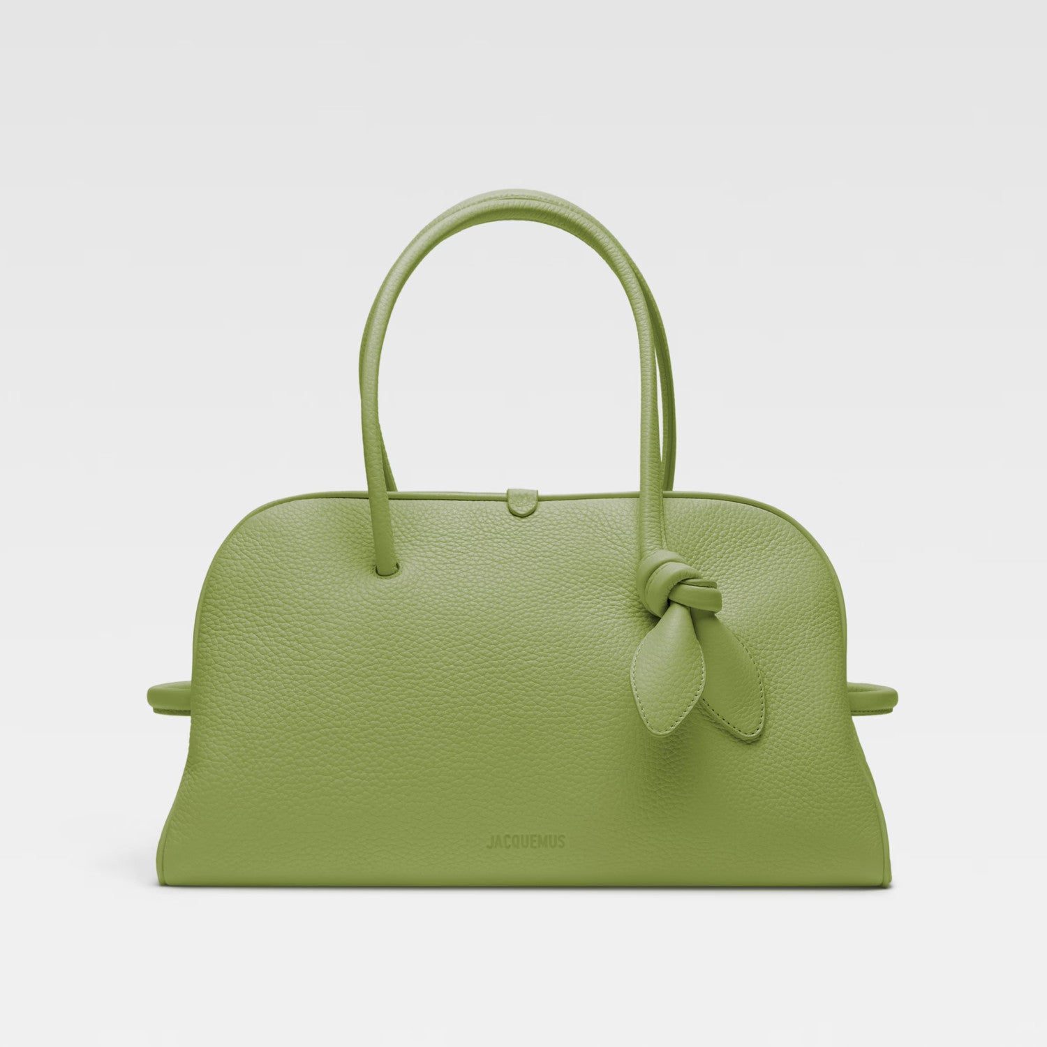 Jacquemus Le Turismo Women's Solid Bow Detail Zipper Closure Grained Leather Bowling Bag Tote Bags #75167