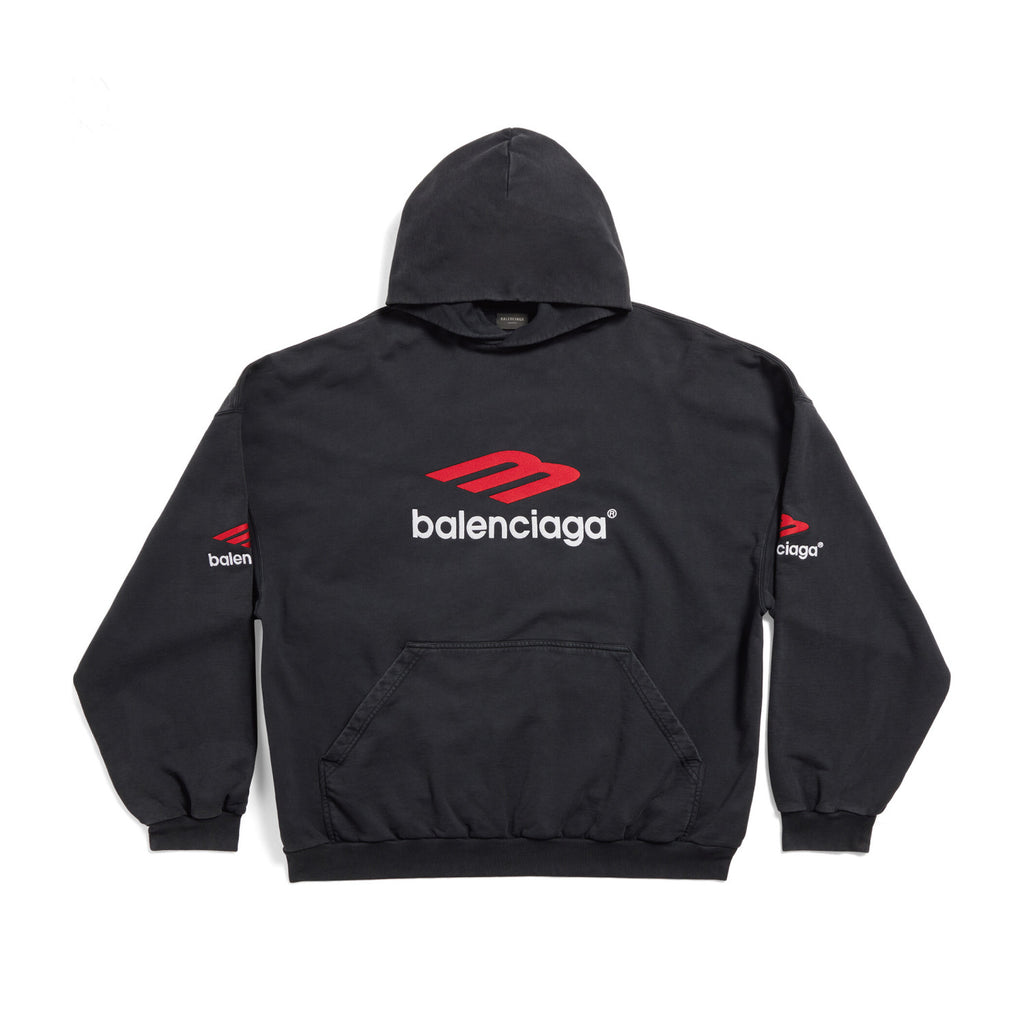 Balenciaga Knitted Cotton Hooded Sweatshirt Black #95156