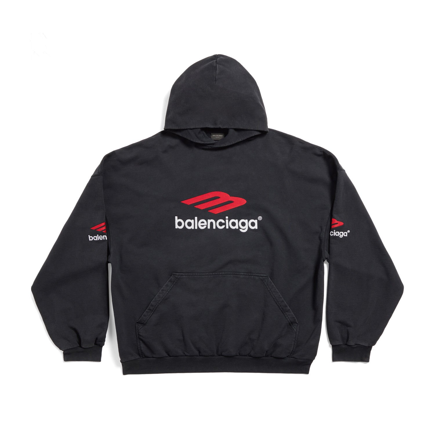 Balenciaga Knitted Cotton Hooded Sweatshirt Black #95156
