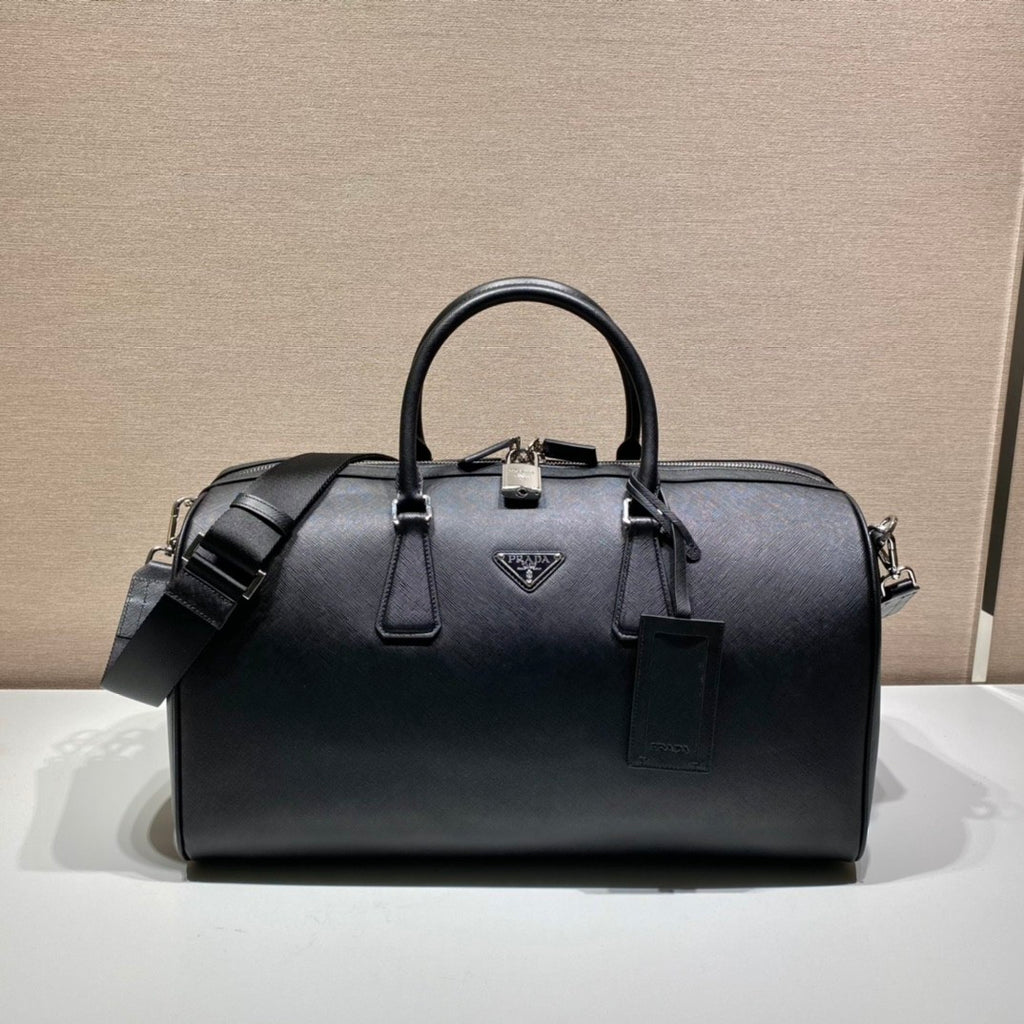PRADA Black Saffiano Leather Travel Bag #379101