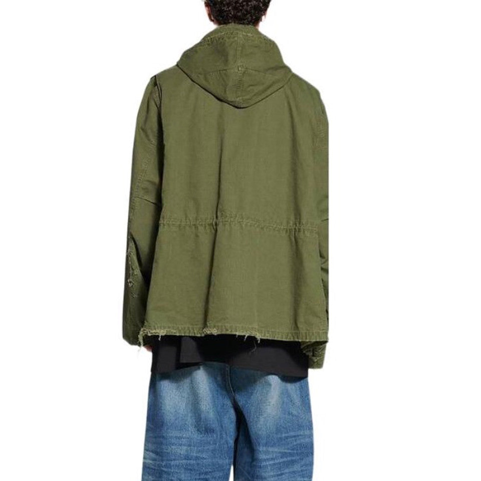 Balenciaga Men's Spring And Autumn Multi-Pocket Zipper Cotton Solid Color Loose Hooded Coat Jacket Ngvp #8687