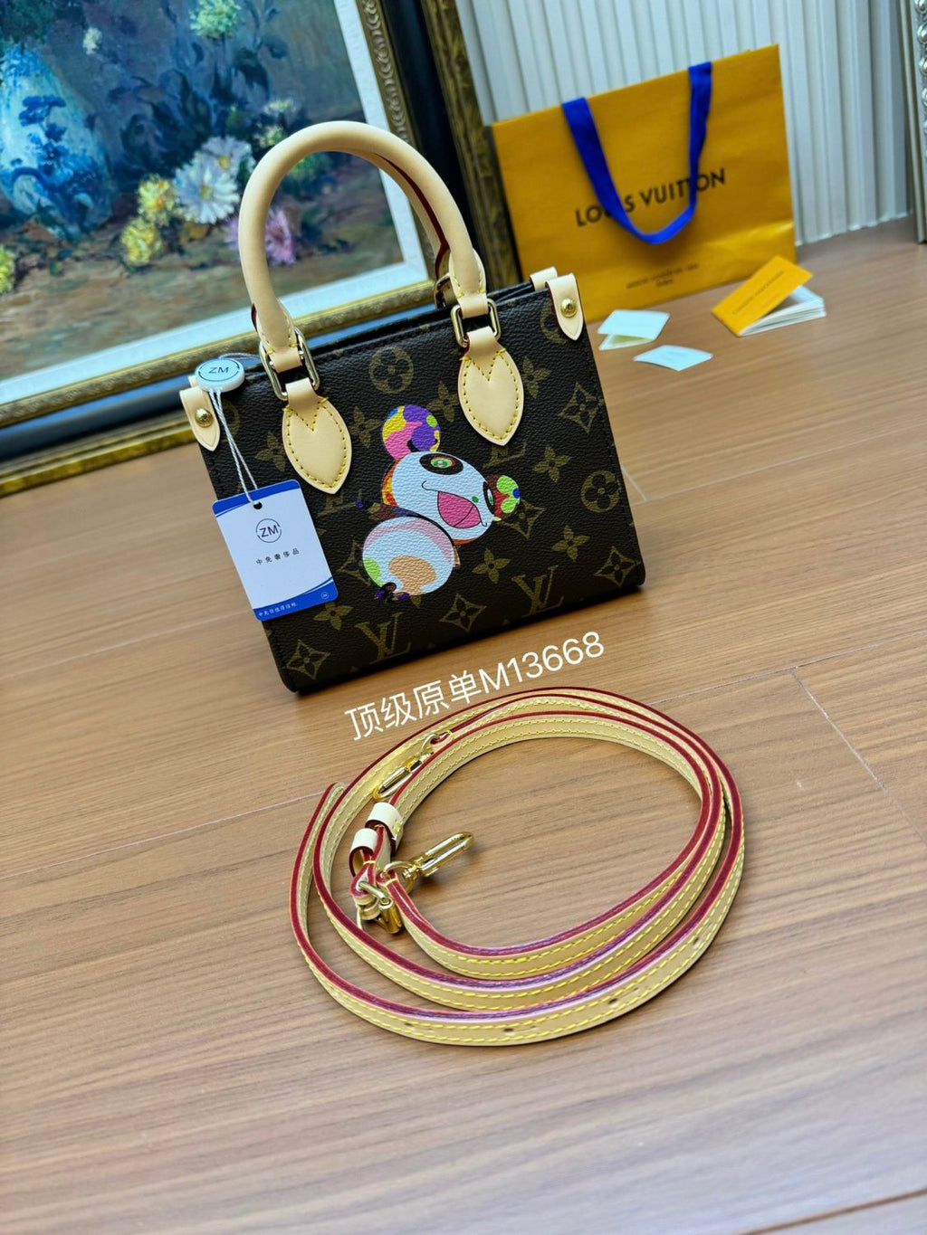 Louis Vuitton Lv X Tm Onthego Bb Women's Brown Old Flower Full Printing Removable Adjustable Shoulder Strap Coated Canvas Splicing Cowhide Tote Bag Shopping Bags Shoulder Crossbody Handbags #75413
