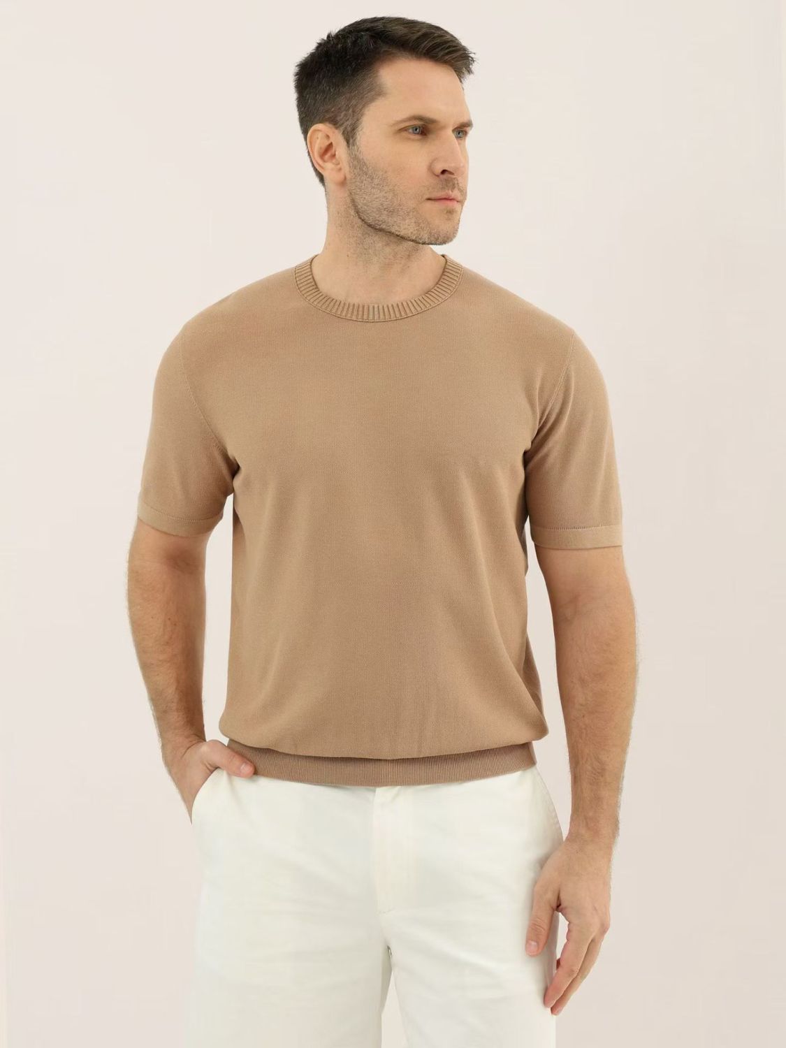 Loro Piana Solid Color Round Neck Pullover Short Sleeve T-shirt #377035