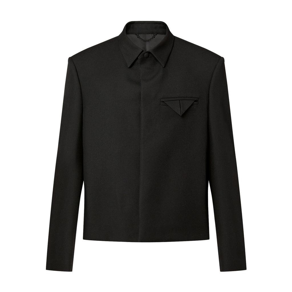 Louis Vuitton Men's Spring/Autumn Black Logo Letter Beaded Wool Long Sleeve Jacket #98171