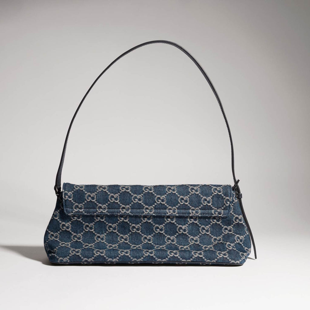 GUCCI Madison Medium Shoulder Bag in Blue GG Denim #383858