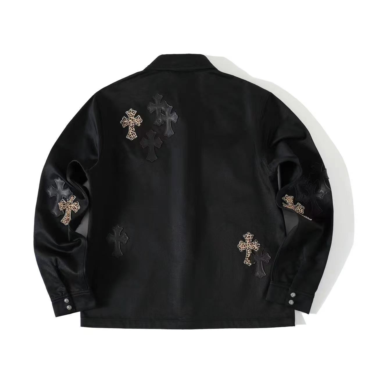 Chrome Hearts Men's Spring/Fall Fashion Casual Collared Single-Breasted Solid-Color Shirt Jacket with Loose-Fit Waist-Tie Workwear Pants Suit Set #78853