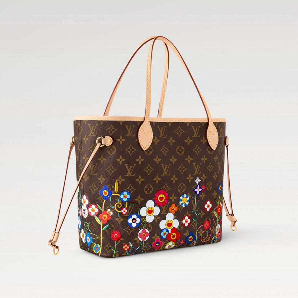 Louis Vuitton LV x TM Neverfull MM Women's Logo Printed Leather Tote Shopping Bag Shoulder Bags M13271 #76323