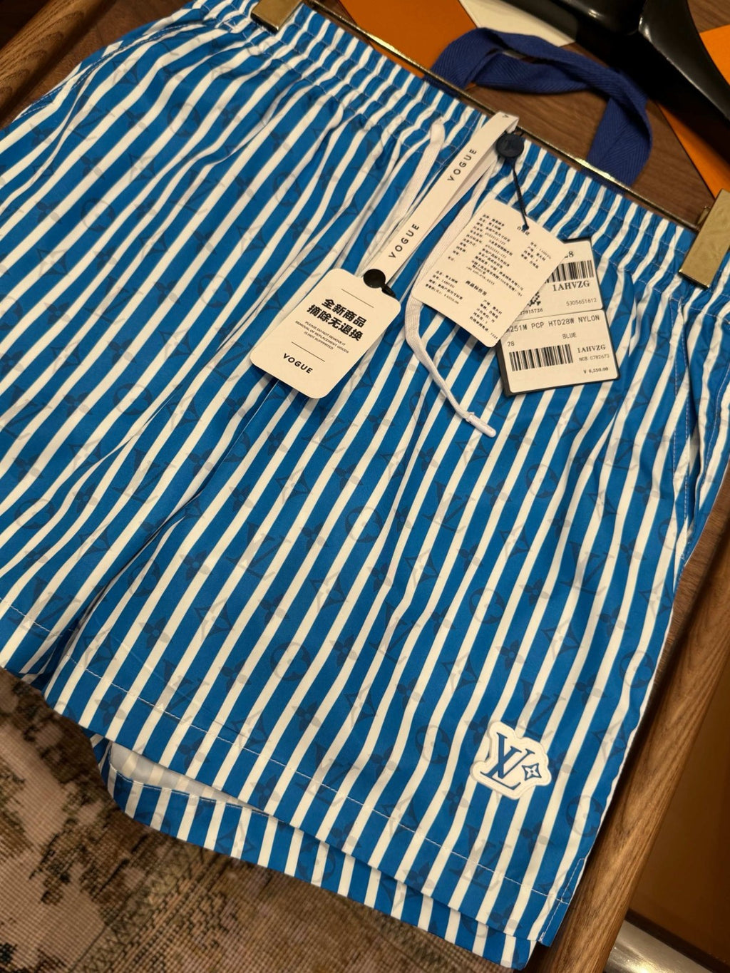 Louis Vuitton Men's Summer Solid Colour Striped Print Casual Drawstring Beach Shorts #77411