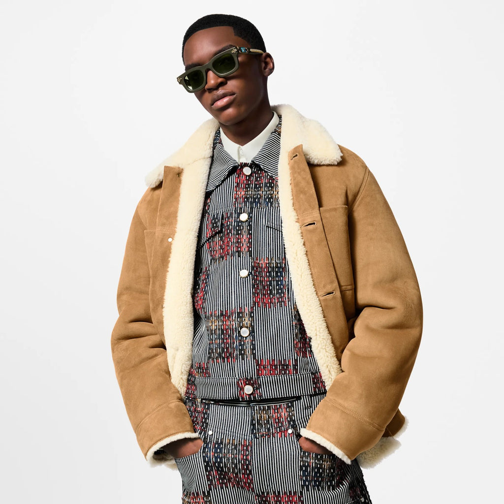 Louis Vuitton Men's Autumn and Winter Solid Color Lapel Single Breasted Sheep Leather Long Sleeve Jacket #74261