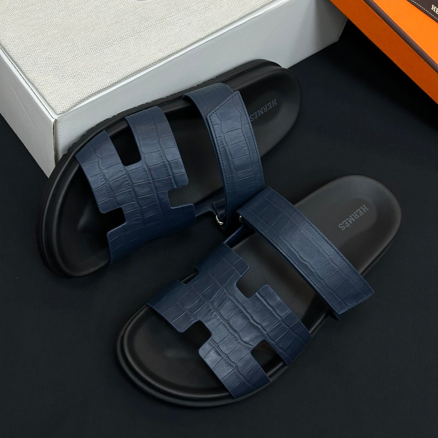 Hermes Men's Women's Simple Comfortable Velcro Casual Leather Sandals Slippers Shoes #76396