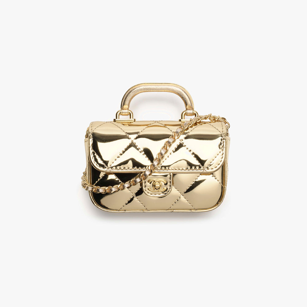 Chanel Small Clutch With Chain Mirror Calfskin Metal #375531