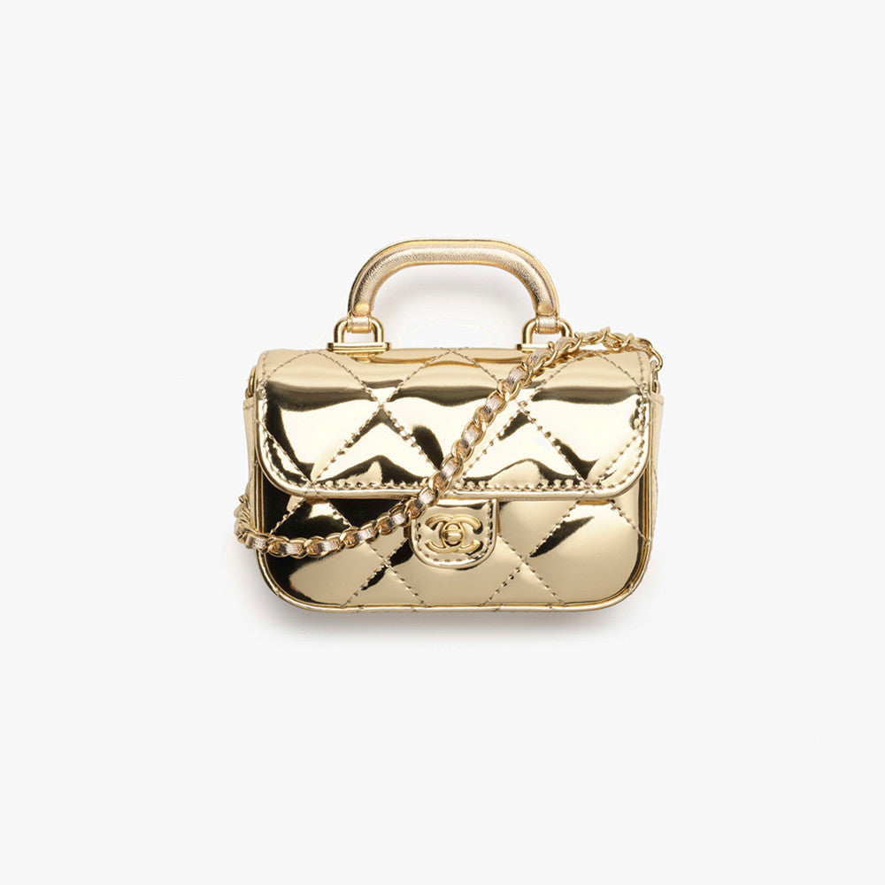 Chanel Small Clutch With Chain Mirror Calfskin Metal #375531