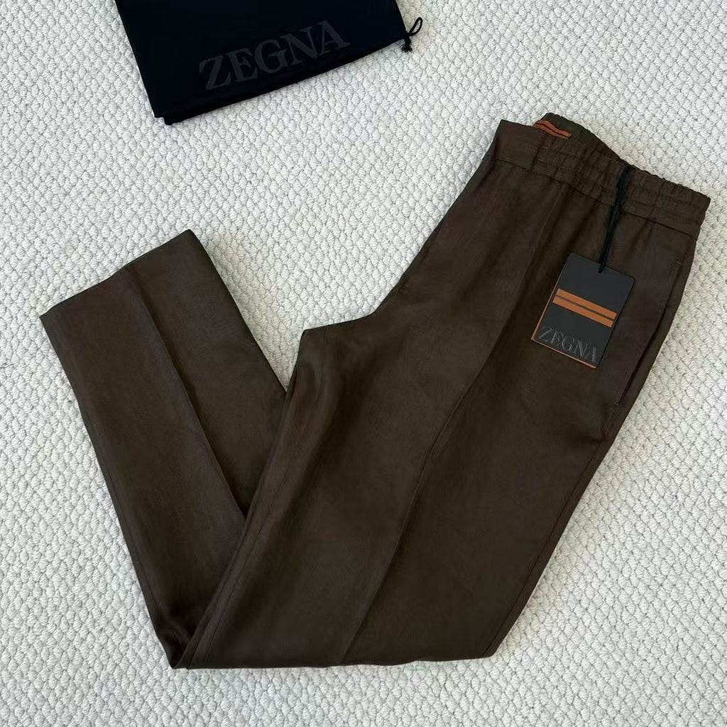 Ermenegildo Zegna Men's Spring And Summer Solid Color Casual Comfortable Elastic Waist Trousers Pants #75522
