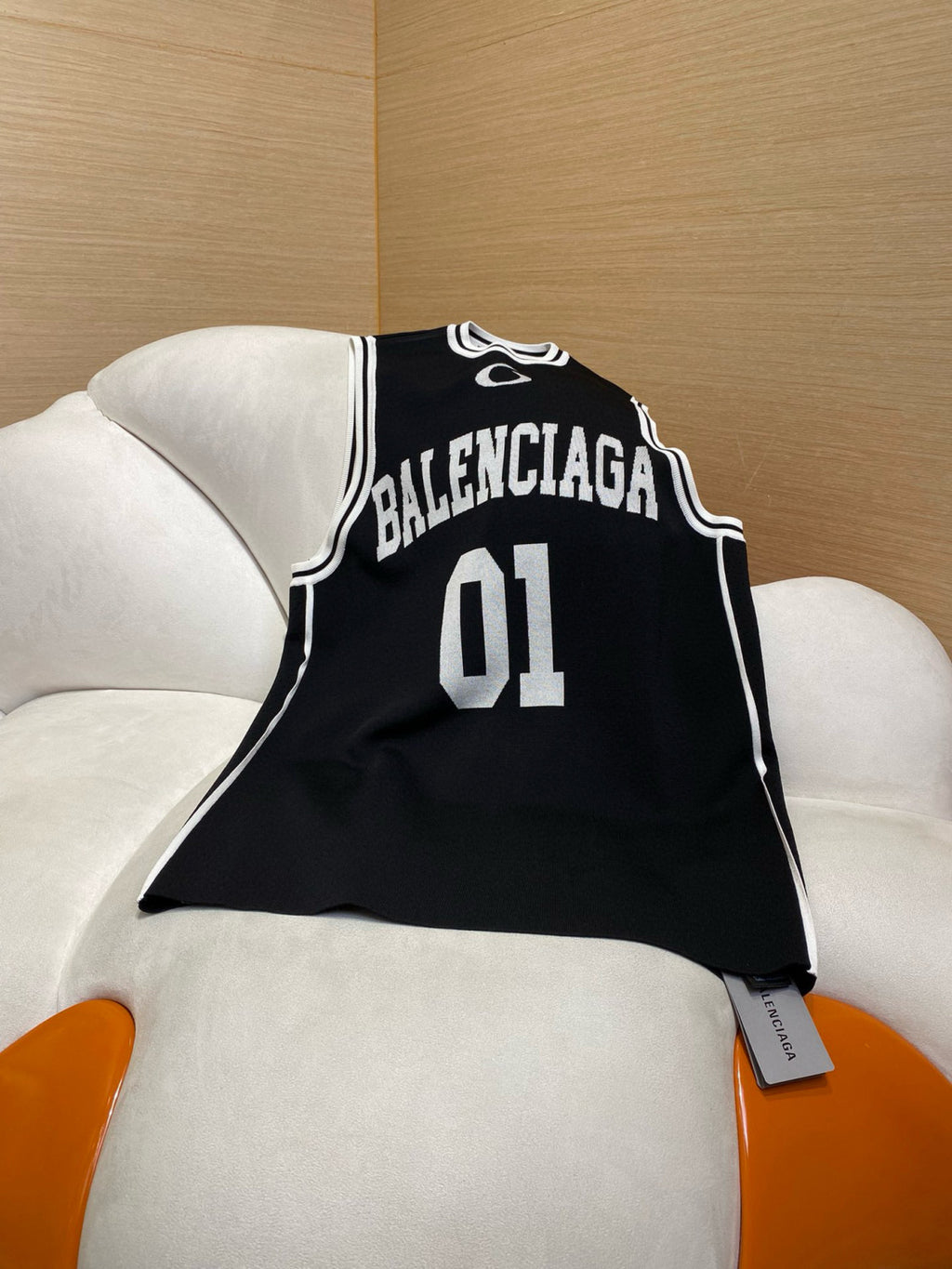 Balenciaga Men's Summer Basketball Series Black and White Jacquard Sports Knit Tank Top Casual Athletic Shorts Set Suit #76417
