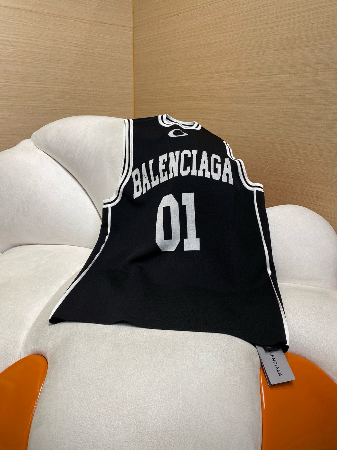 Balenciaga Men's Summer Basketball Series Black and White Jacquard Sports Knit Tank Top Casual Athletic Shorts Set Suit #76417