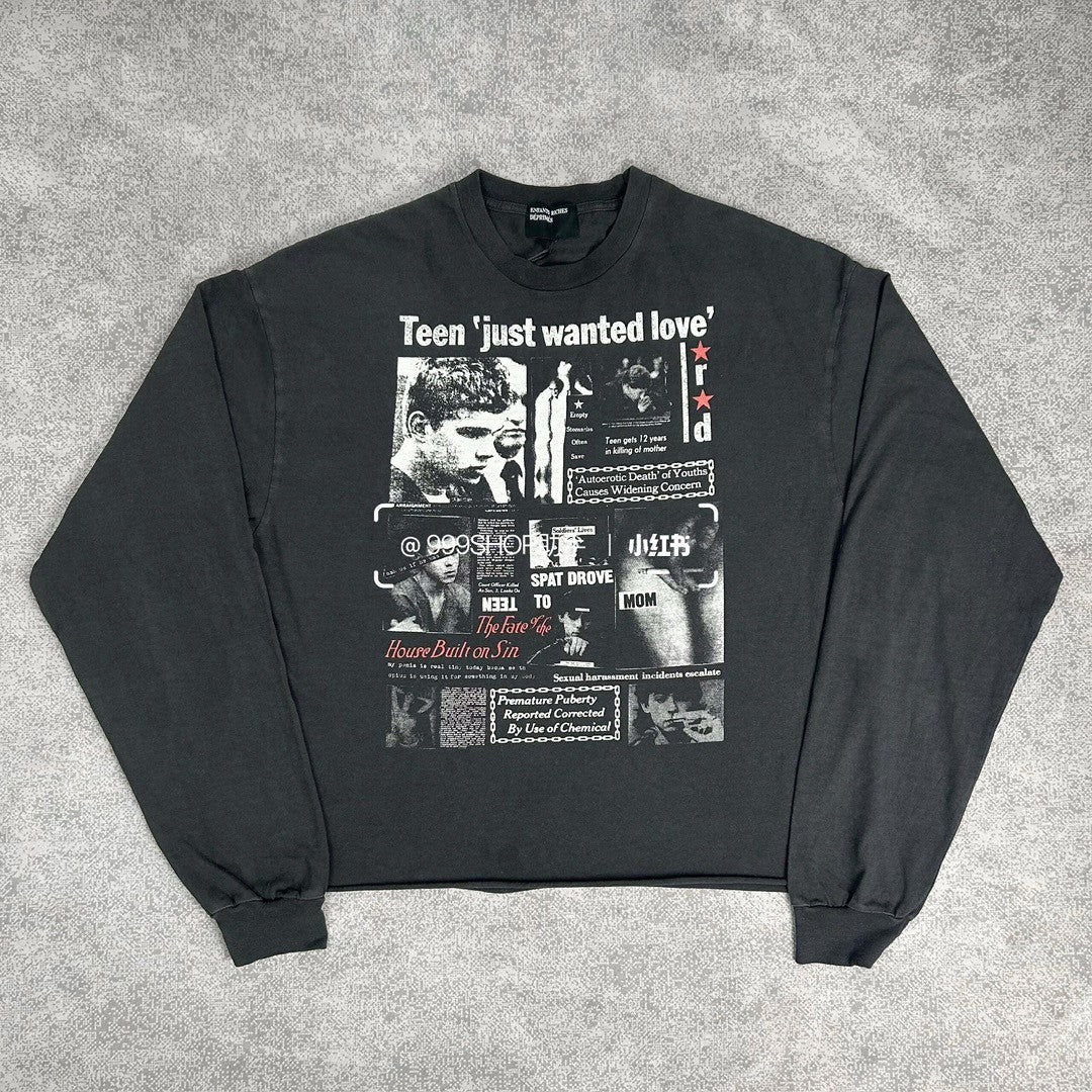Enfants Riches Deprimes Men's Spring/Summer Portrait Pattern Letter Print Round Neck Cotton Long Sleeve T-Shirt #76956