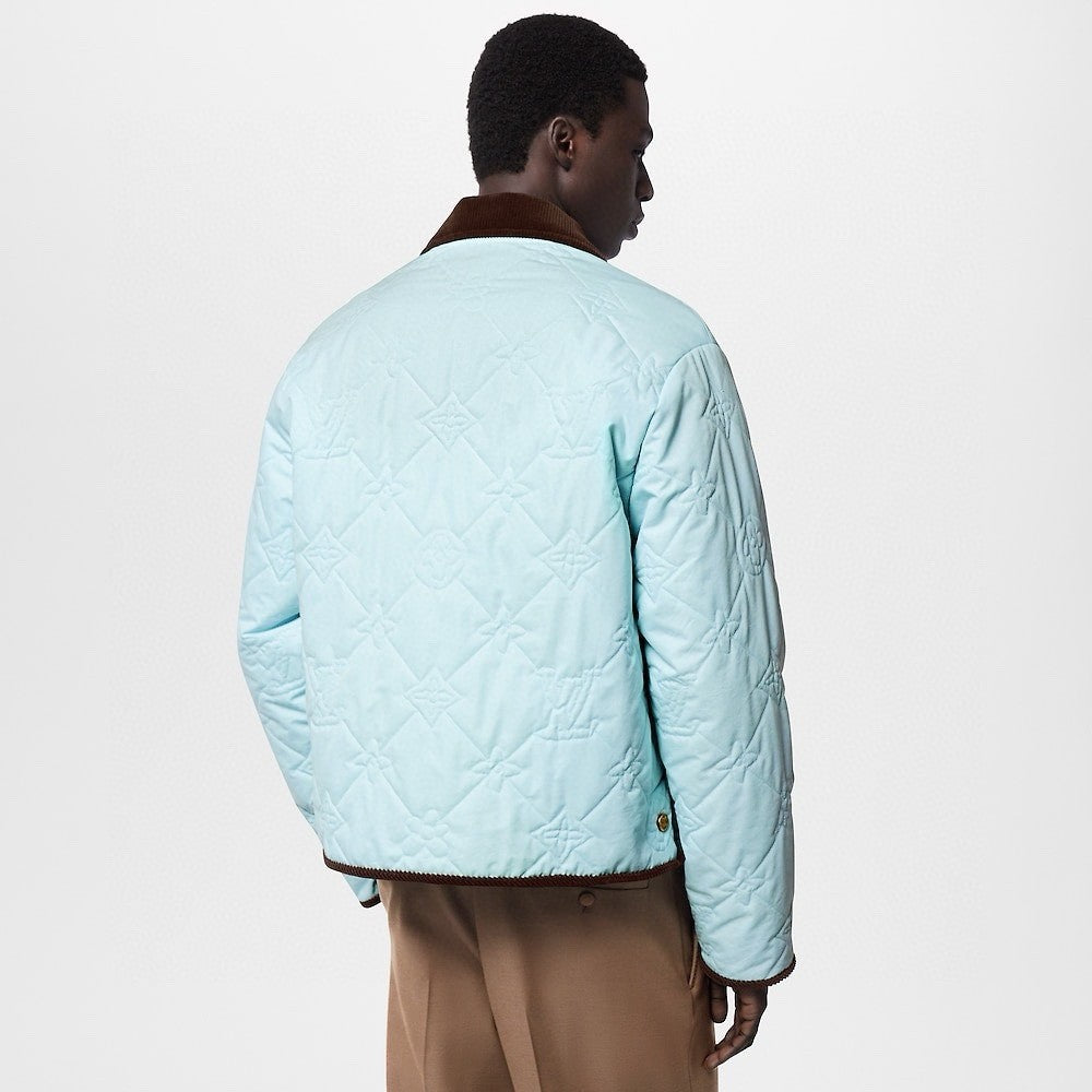 Louis Vuitton Men's Fall And Winter Light Blue Patchwork Fitted Lapel Single Breasted Long Sleeved Jacket #73568