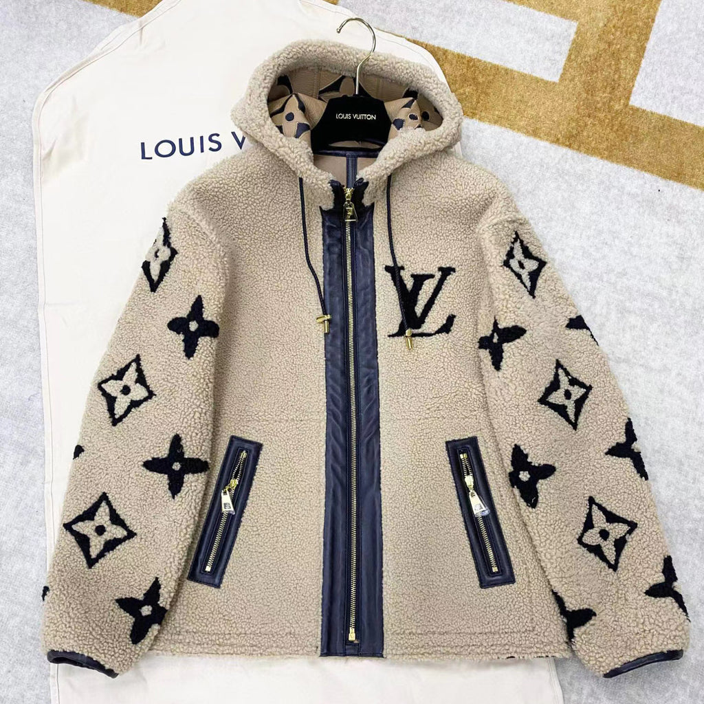 Louis Vuitton 100% Wool jacket leather coat Jacket #59269