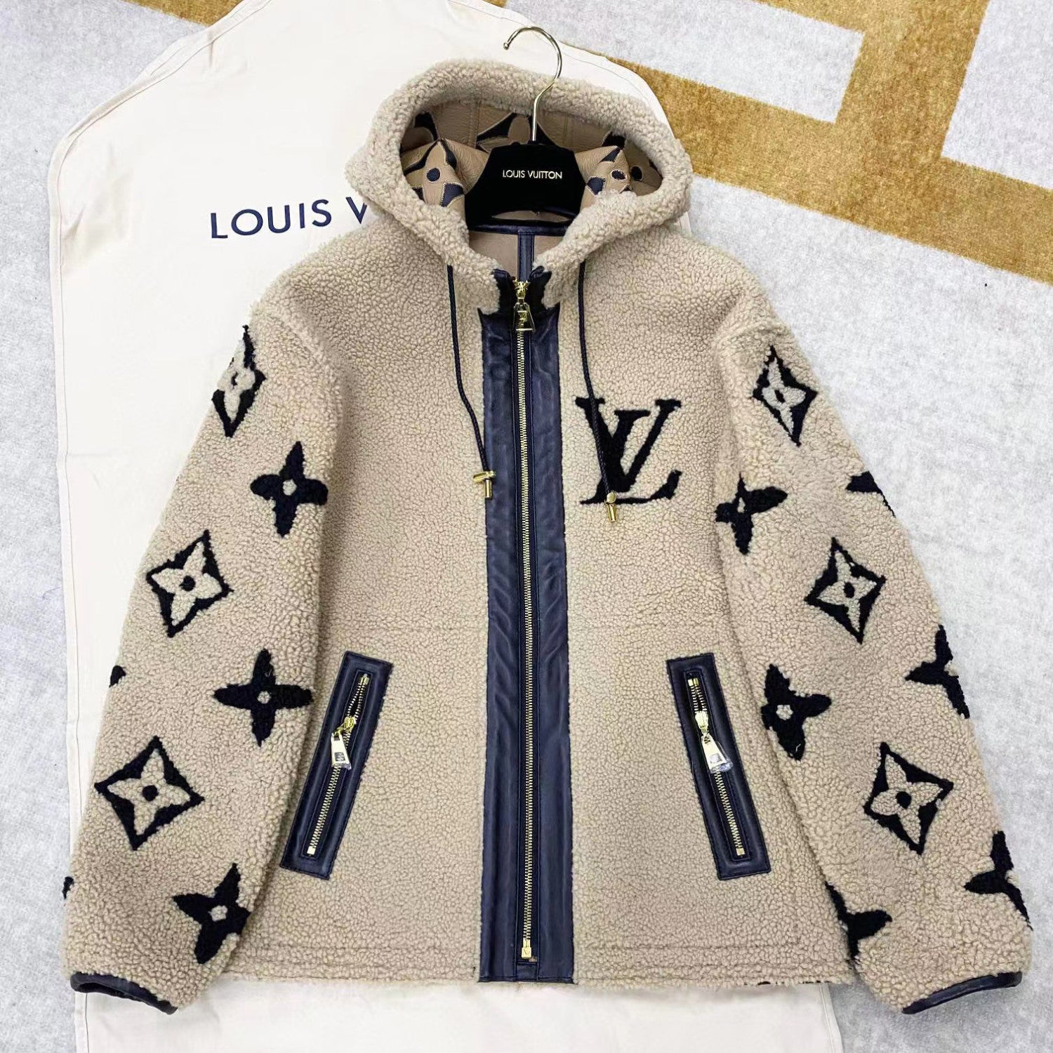 Louis Vuitton 100% Wool jacket leather coat Jacket #59269