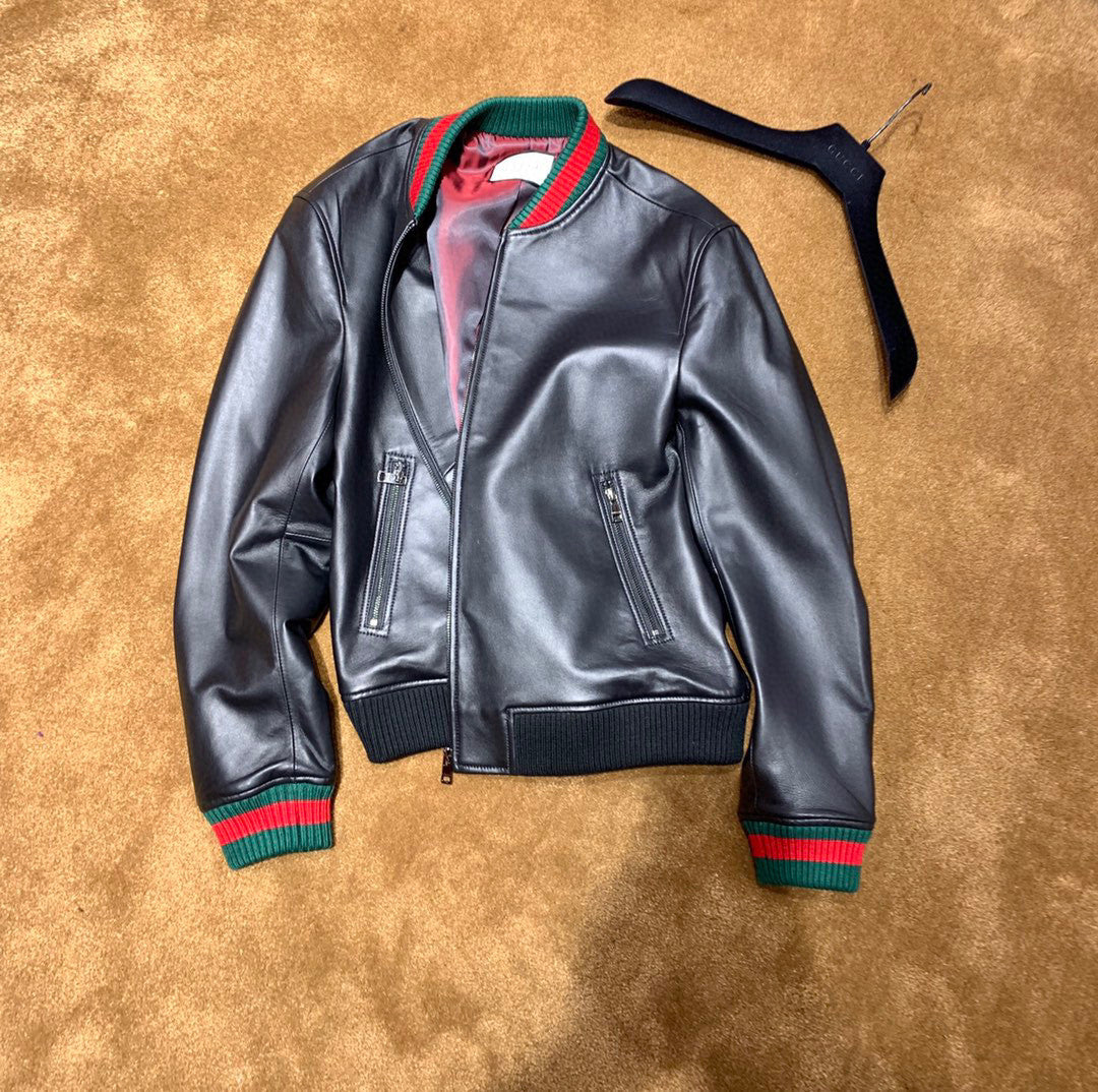 Gucci Men's And Women's Spring/autumn Fashion Casual Solid Color Zipper Cuff Elastic Long Sleeve Jacket #532