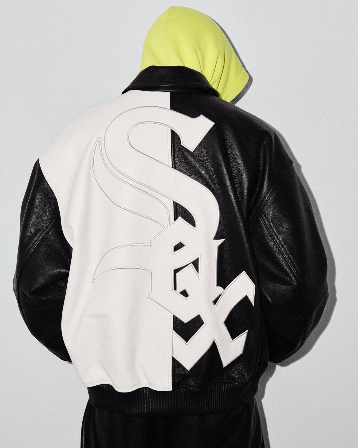 Supreme x Chicago White Sox FW25 WEEK5  Men's and Women's Leather Logo Patch Zipper Closure Varsity Jacket #332978