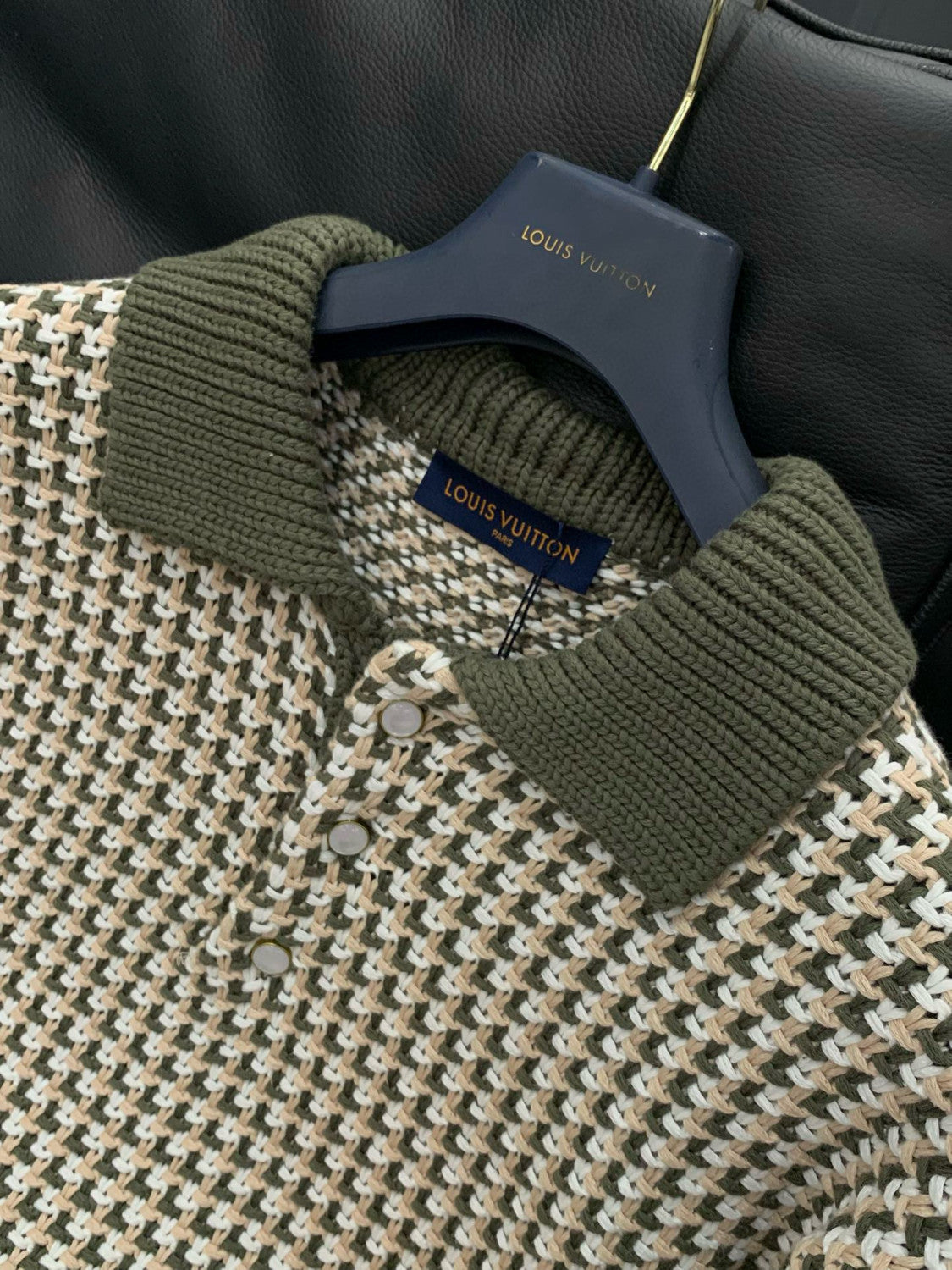 Louis Vuitton Men's Spring/Summer Color-Block Jacquard Knit Lapel Short-Sleeve Polo Shirt Ngvp #2387