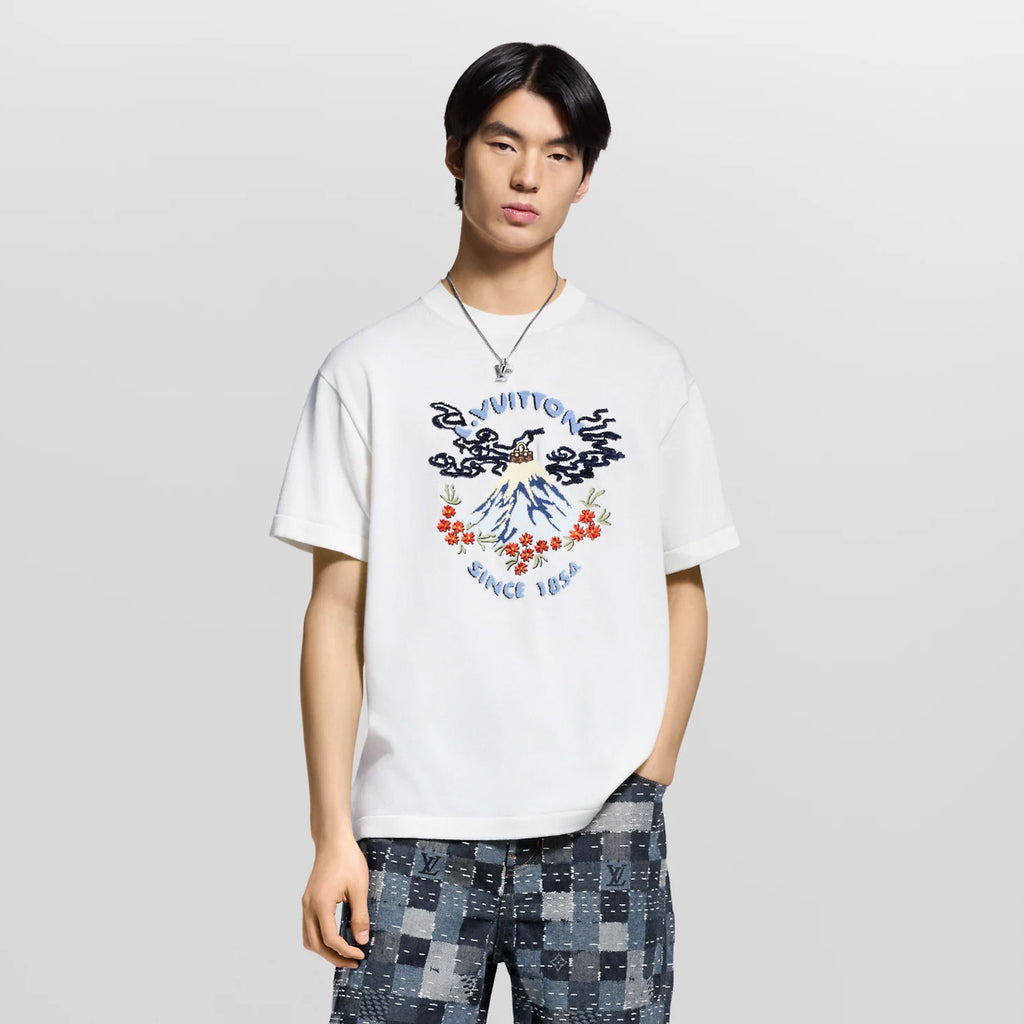 Louis Vuitton Men's And Women's Summer Solid Color Fashion Casual Letter Print Embroidered Short Sleeve Round Neck T-Shirt #78217