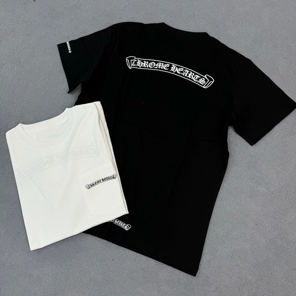 Chrome Hearts Men's Summer Solid Color Sanskrit Print Round Neck Cotton Short Sleeve T-Shirt #77169