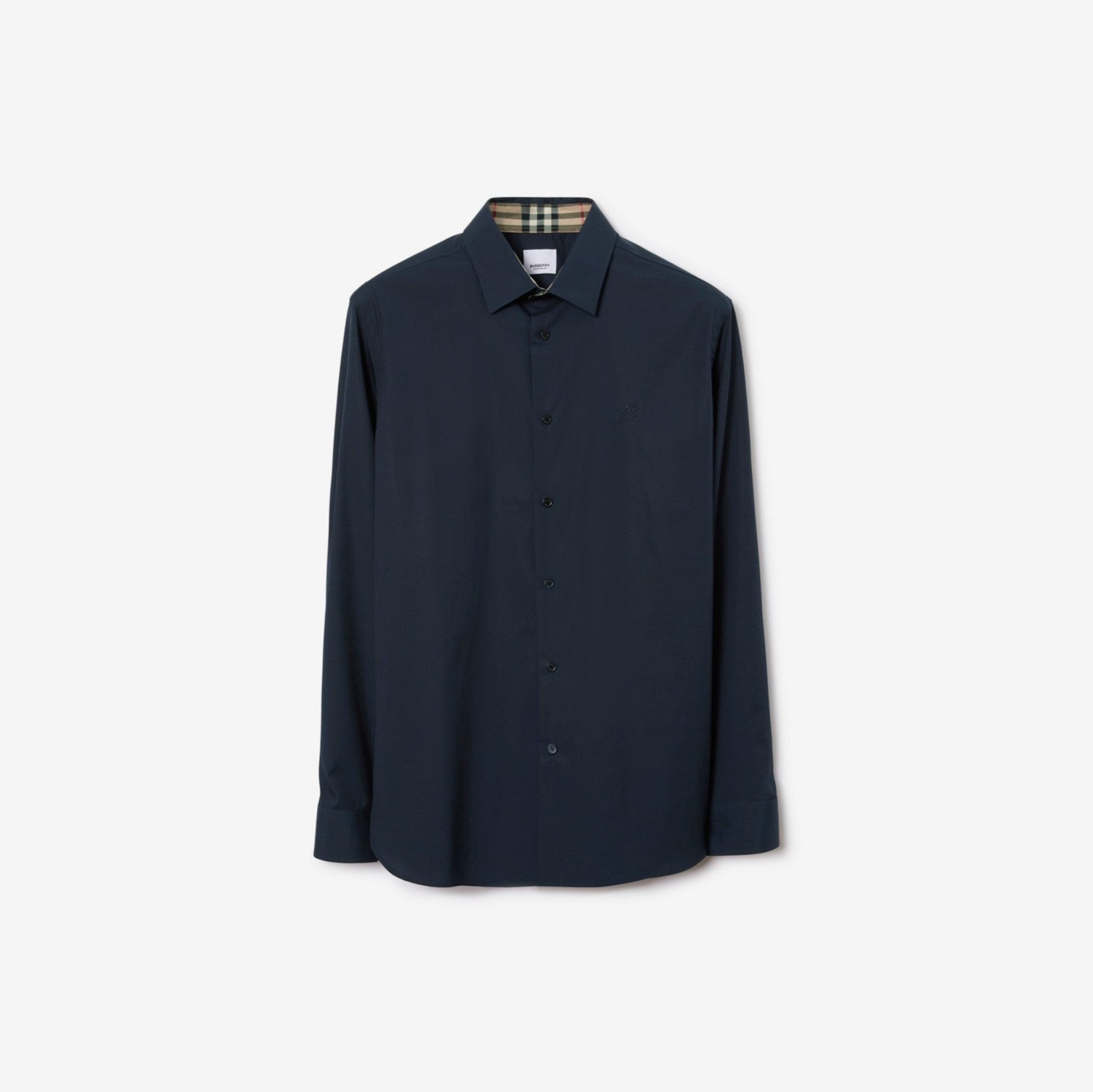 Burberry Men's Four Seasons Equestrian Rider Embroidered Logo Plaid Slim Fit Solid Color Long Sleeve Shirt #99377