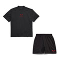Balenciaga Men's And Women's Summer Fashion Casual Crew Neck Pullover Vintage Plain Weave Knit Short Sleeve T-Shirt with Elastic Waistband Logo Embroidered Shorts Suit Set #78535