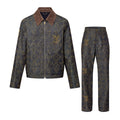 Louis Vuitton Men's Spring And Fall Logo Embroidery Zipper Lapel Long Sleeved Denim Jacket Casual Jeans Pants Suit Set #75267