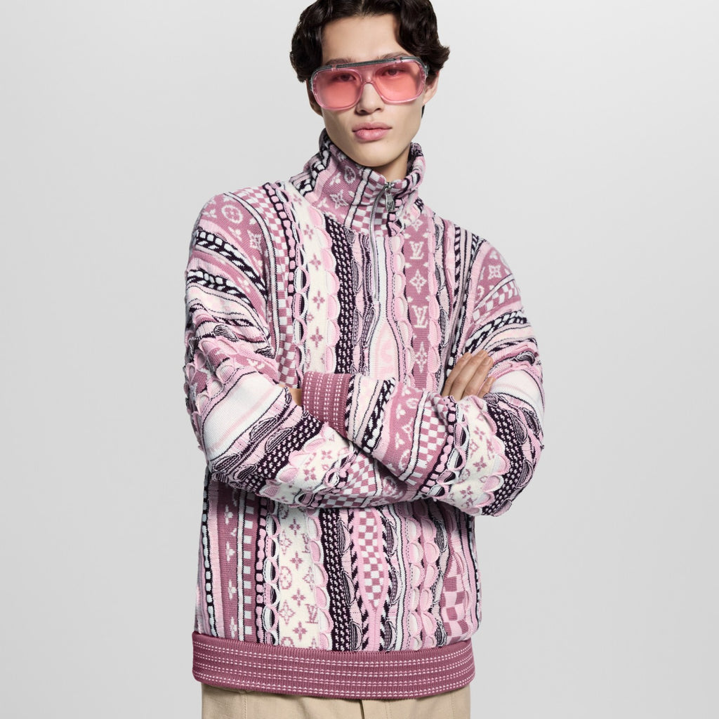 Louis Vuitton Men's Spring/fall Fashion Casual Jacquard Pattern Half zip High neck Pullover Sweatshirt #78482