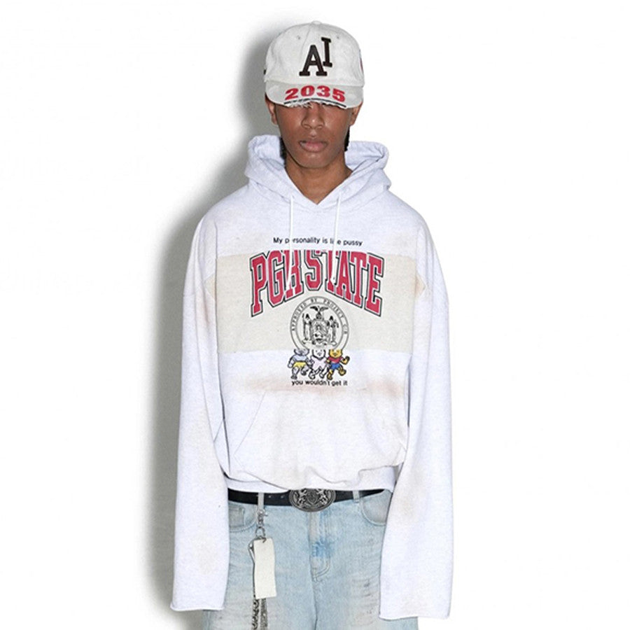GRAILZ Men's Women's Spring And Autumn Cotton Do-Over Letter Printed Hole Breaking Loose Hooded Sweatshirt Ngvp #1912