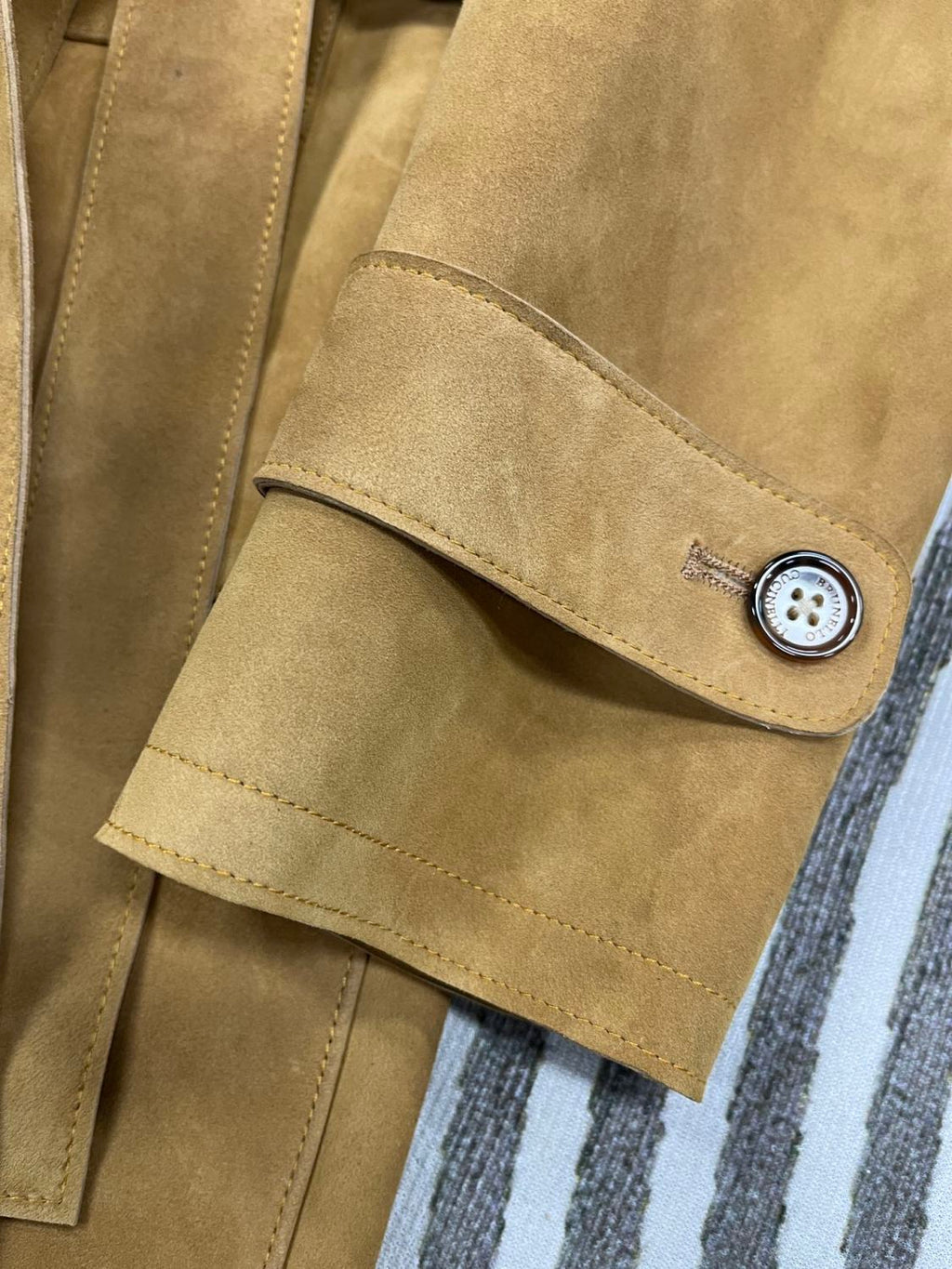 Brunello Cucinelli Men's Women's Autumn And Winter Leather Trench Coat Casual Solid Color Lapel Belt Jacket Ngvp #9777