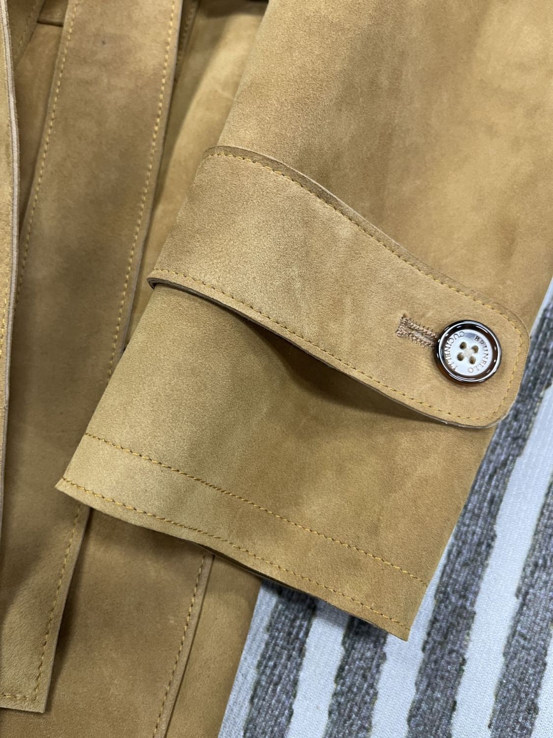 Brunello Cucinelli Men's Women's Autumn And Winter Leather Trench Coat Casual Solid Color Lapel Belt Jacket Ngvp #9777