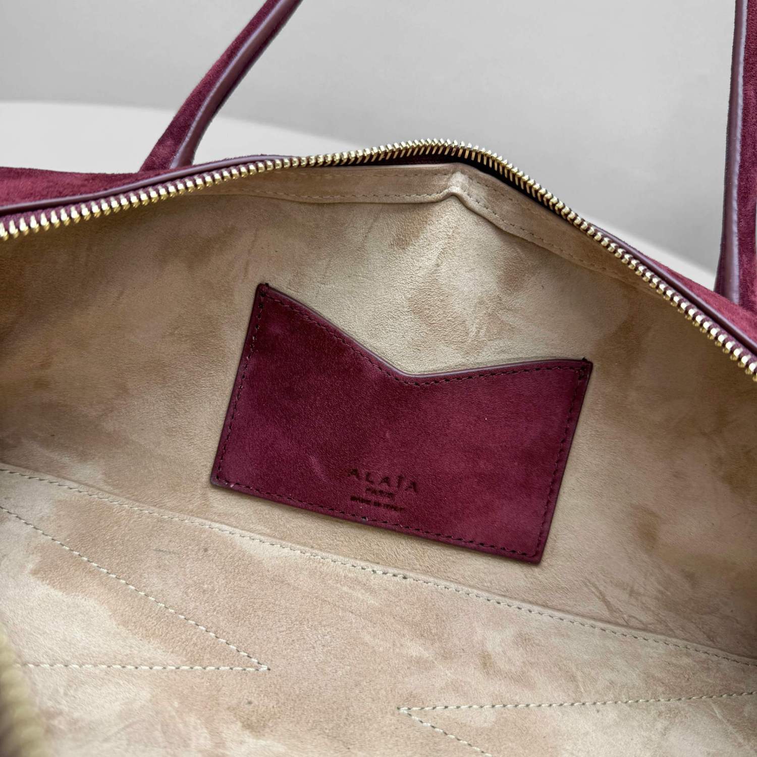 Alaïa Raspberry Le Teckel Medium Bag in Nubuck #320545