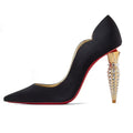 Christian Louboutin Lipchick Pump Series Hot Chick Shoe Style Cl Crepe Satin Rhinestone Embellishment Asymmetrical Heel High Heels 10cm Women's Black Nude Shoes Ngvp #1997