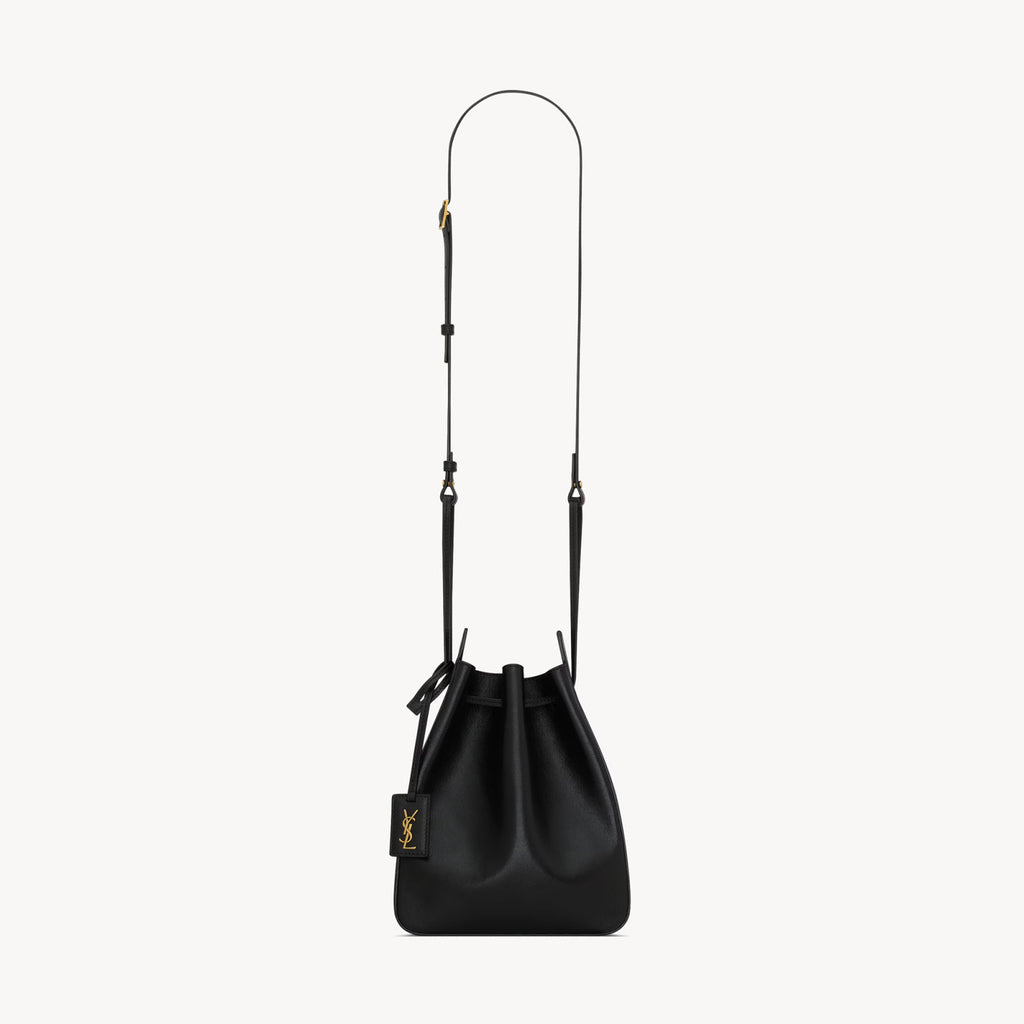 SAINT LAURENT Women's Solid Colour Adjustable Shoulder Strap Leather Drawstring Shoulder Bucket Bag Bags #76825
