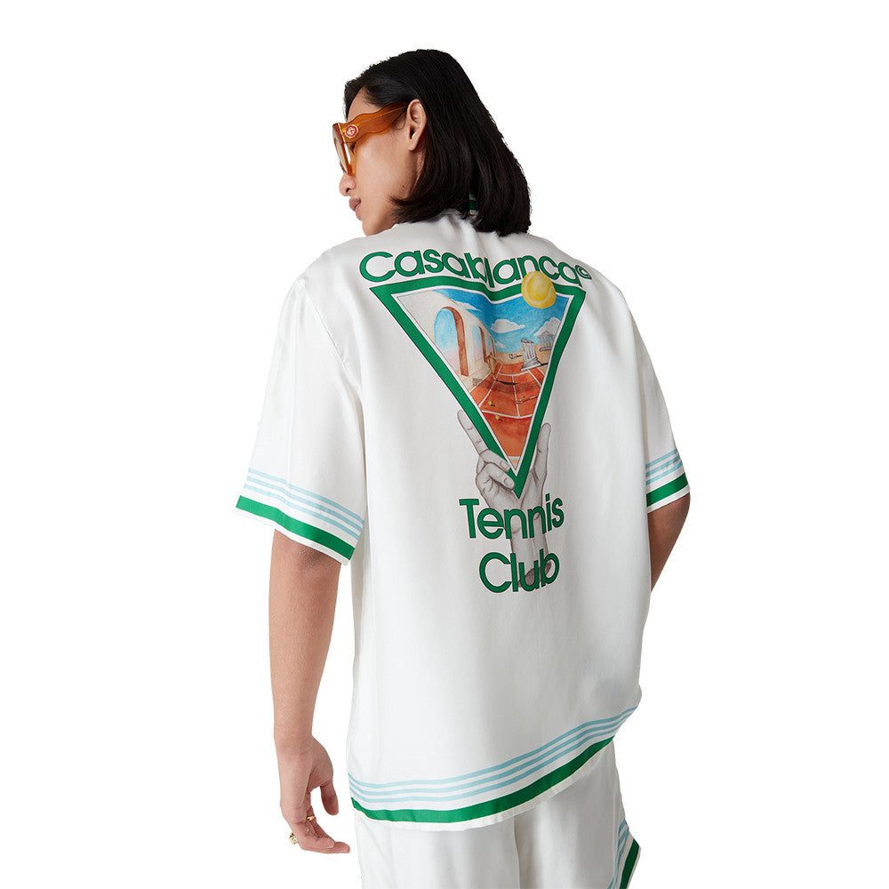 Casablanca Metaphysical Tennis Icon Short Sleeve Silk Shirt Shorts #337184