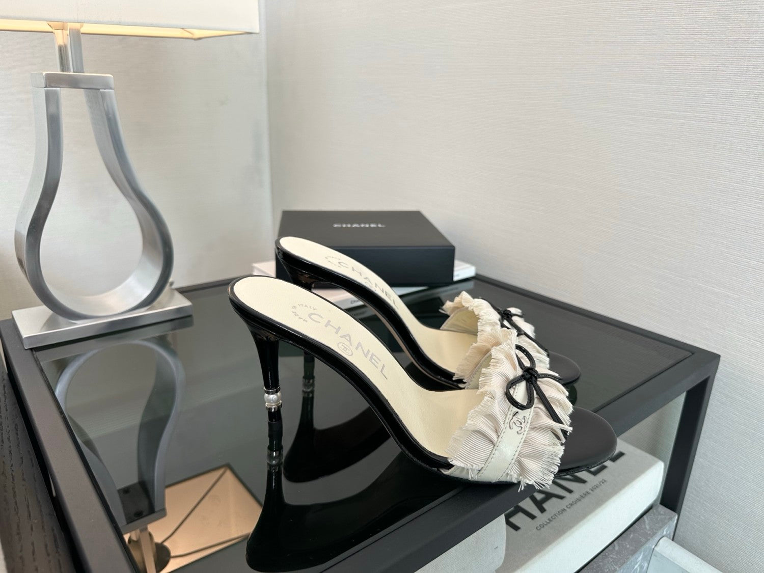 Chanel Vintage Women's Summer Fashion Classic Round Toe Slip On Heeled Sandals With Exposed Heel And Thin Heel Shoes #78949