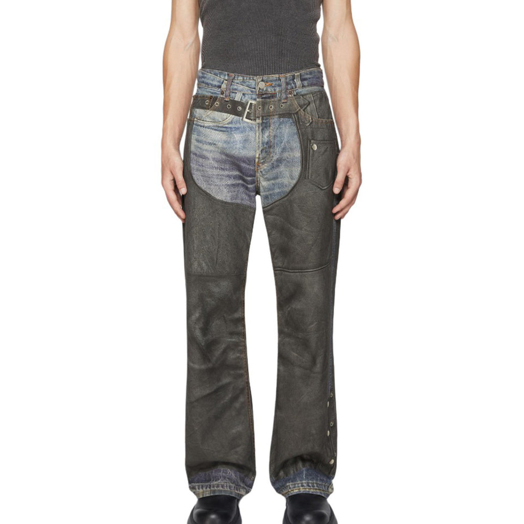 Acne Studios Men's Women's Four Seasons Fashion Solid Color Button Printed Loose Denim Wide Leg Pants Ngvp #8516