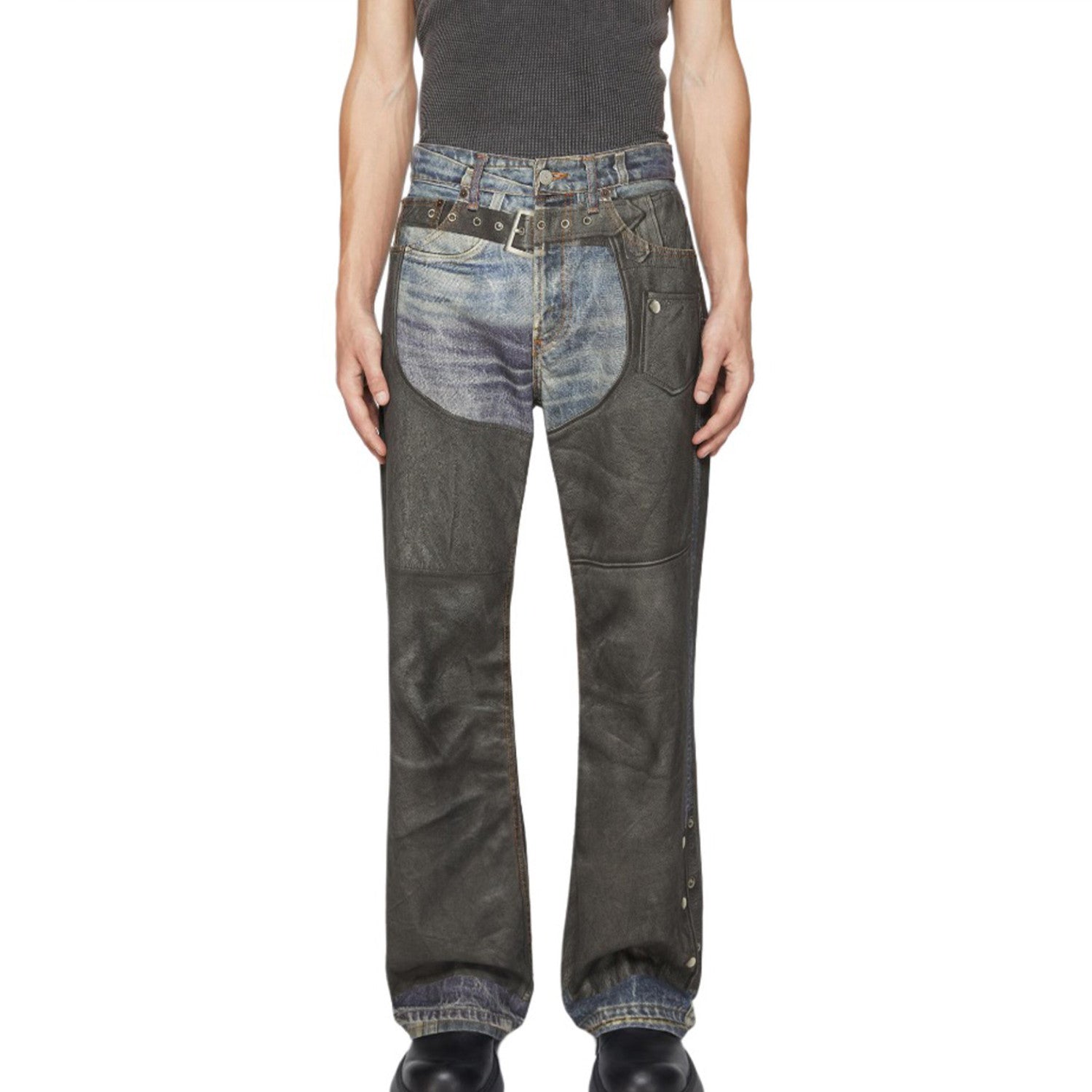 Acne Studios Men's Women's Four Seasons Fashion Solid Color Button Printed Loose Denim Wide Leg Pants Ngvp #8516