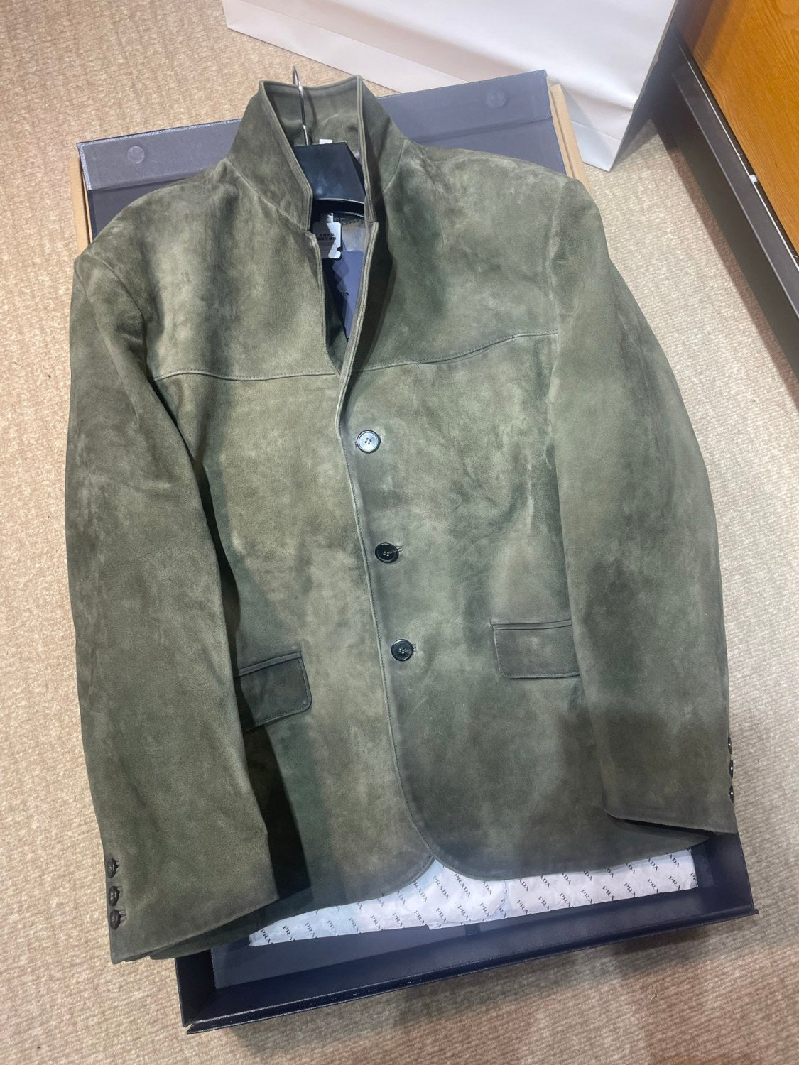 PRADA Men's Forest Green Suede Jacket #333462