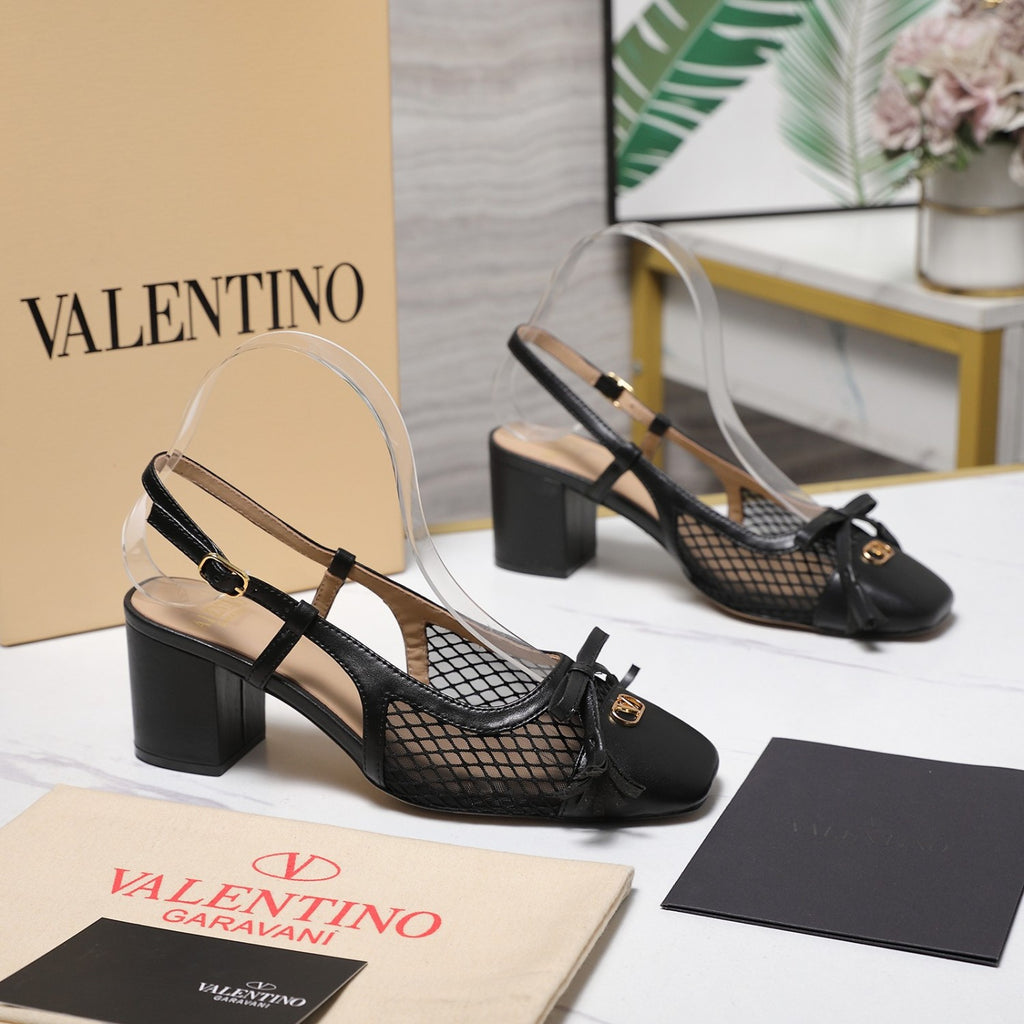 Valentino Valet Du Roi Slingback Pump In Mesh And Kidskin 60mm for Woman #379977