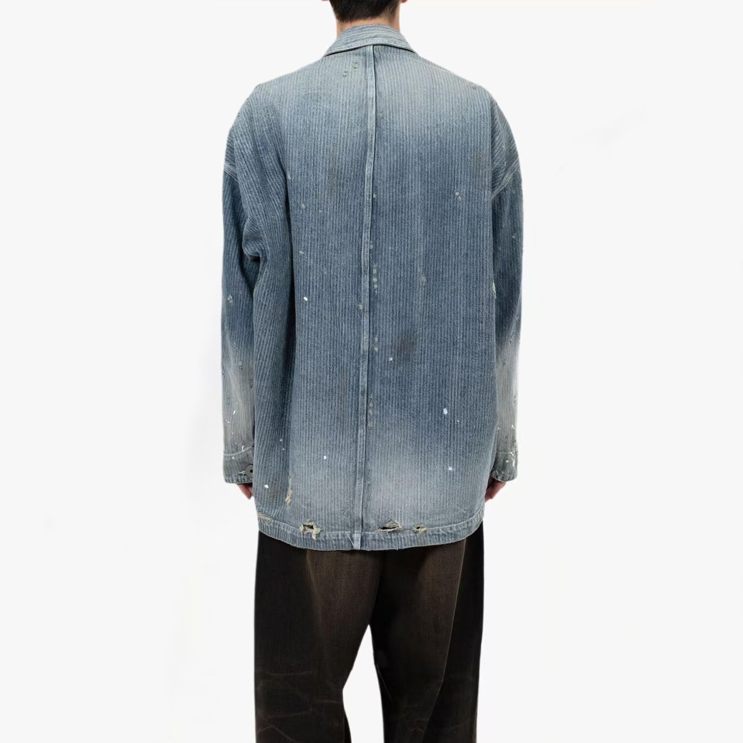 Maison Mihara Yasuhiro Men's Spring/Summer Fashion Casual Lapel Single Breasted Washed Distressed Cotton Jacquard Denim Jacket #79499